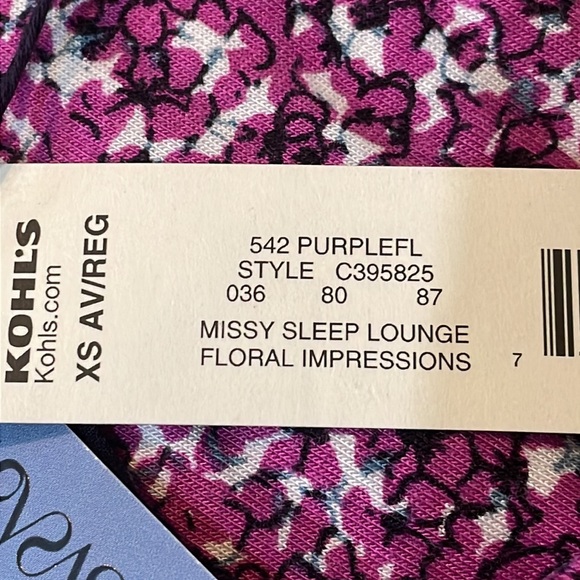 SimplyVera Vera Wang Intimates Extra Small Sleep Lounge Top only NWT Purple - Picture 10 of 12